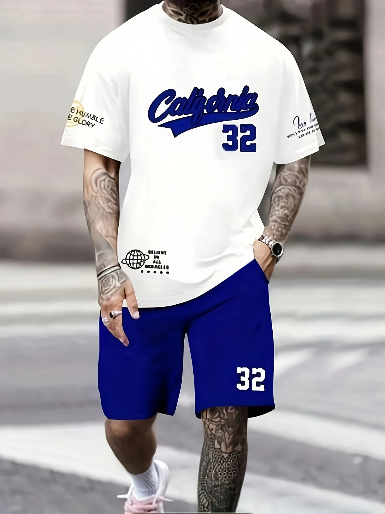 

2026 Summer New Men's Short-Sleeved Shorts Set with 3D Digital Printing - Street Casual Fashion Comfortable and Breathable