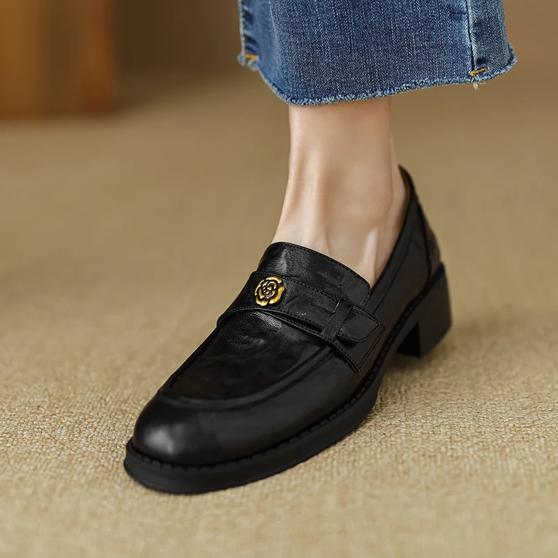 Woman Loafers Round Toe Flats Sheepskin Slip On Women Flats Simple Style Daily Shoes Lady Footwear Spring Autumn Women Flats