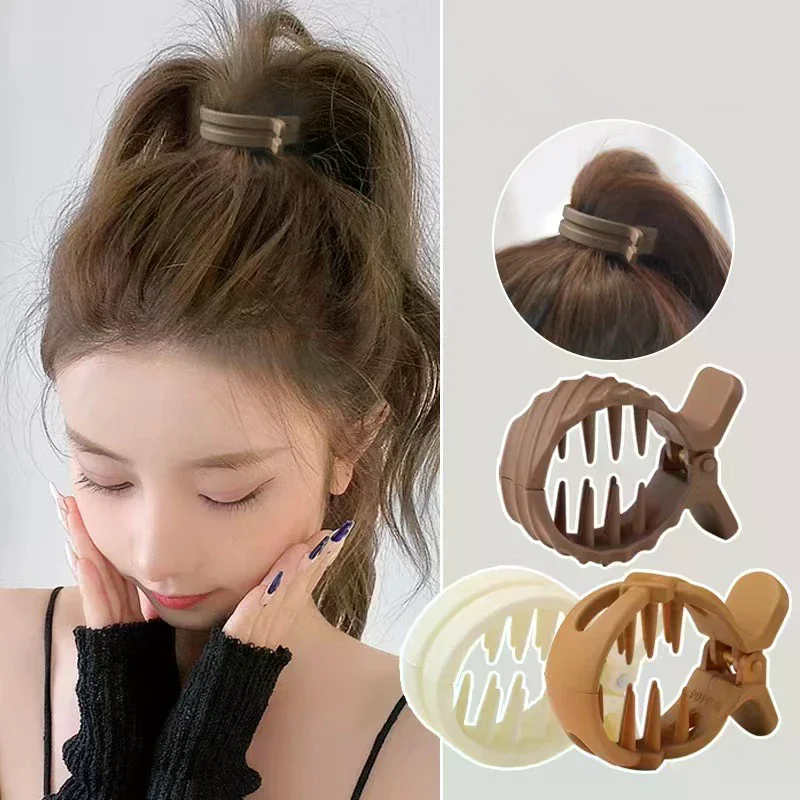 1Pc High Ponytail Fixed Claw Clip Round Hairpin Female High Ponytail Fixed Artifact Anti-sagging Small Clip Back Head Hairpin