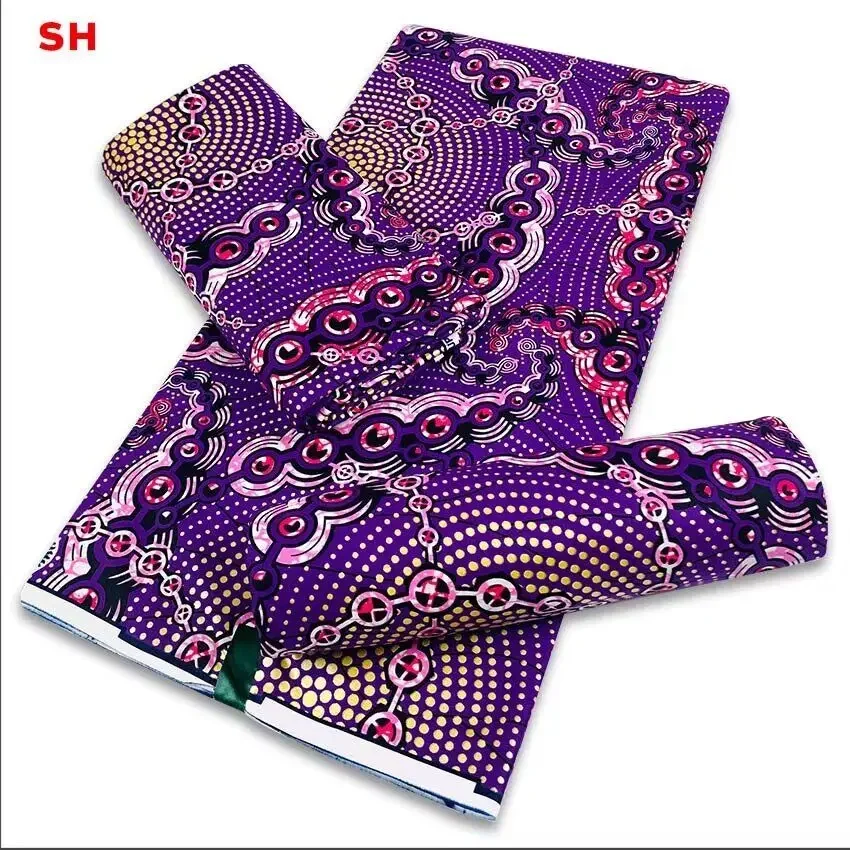 100% Cotton Top Golden Powder Prints Real Wax African Fabric Latest Designer Sewing Wedding Dress Tissu Making Craft Loincloth