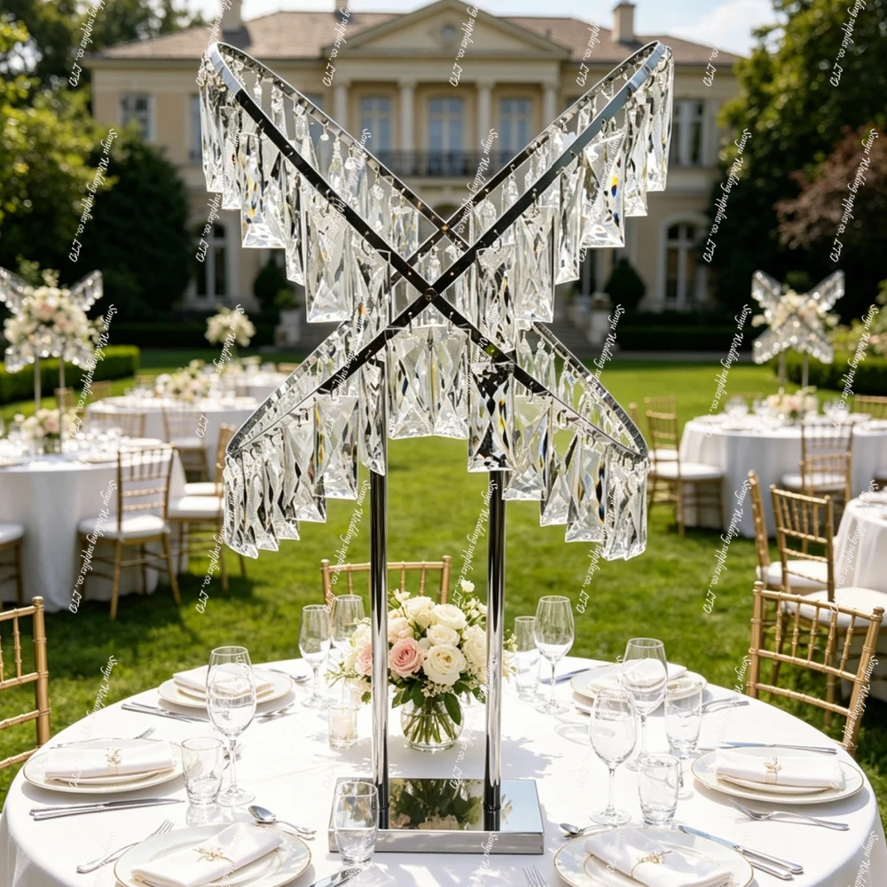 

90-100cm 10pcs GOld/Sliver Table Centerpiece Metal Chandeliers Stand Chandelier crystal Arch Stand for Wedding Decoration