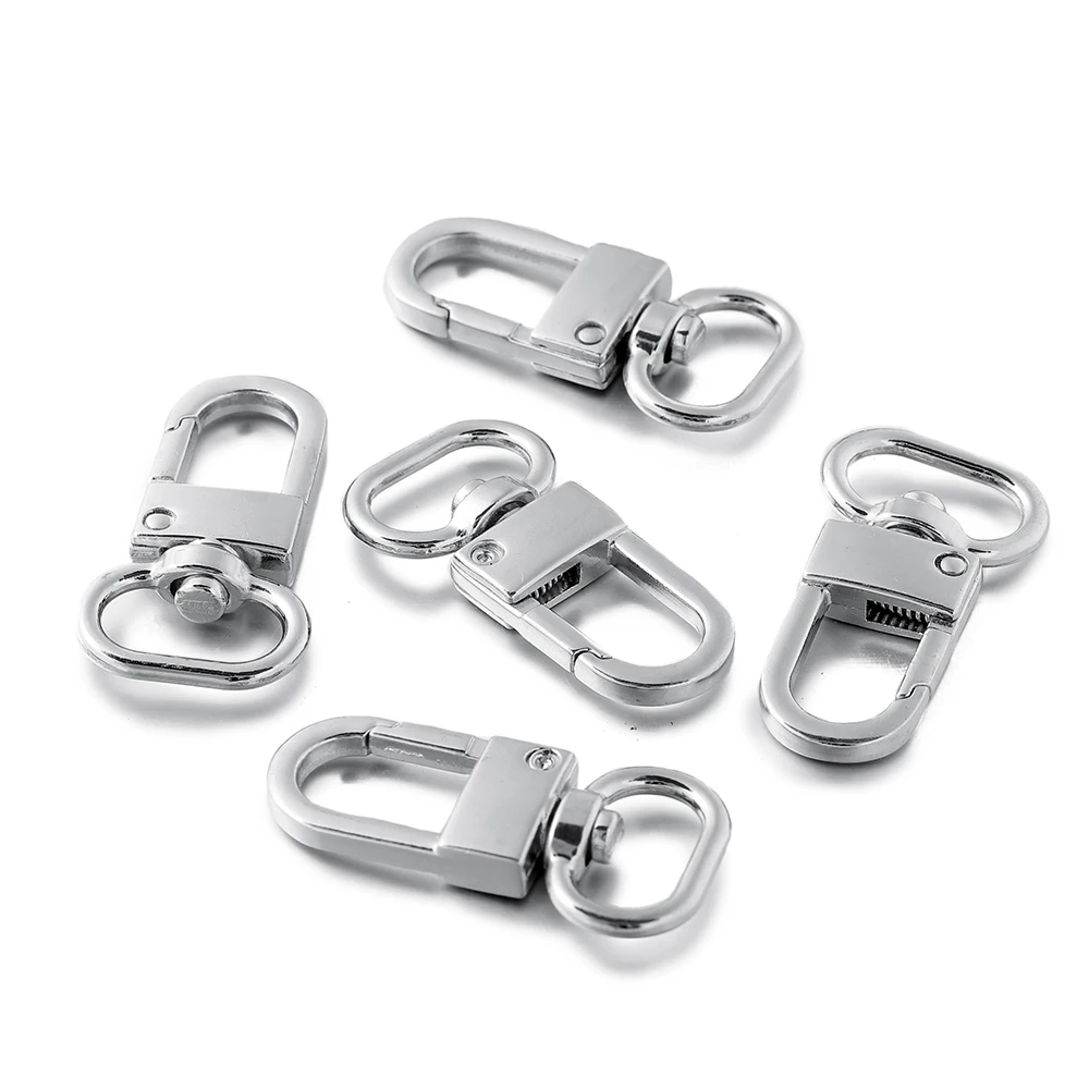 5Pcs/Lot Alloy Swivel Lobster Clasp Clips Key Hook Keychain Split Key Ring Findings Clasps for Keychains Jewelry Making Supplies