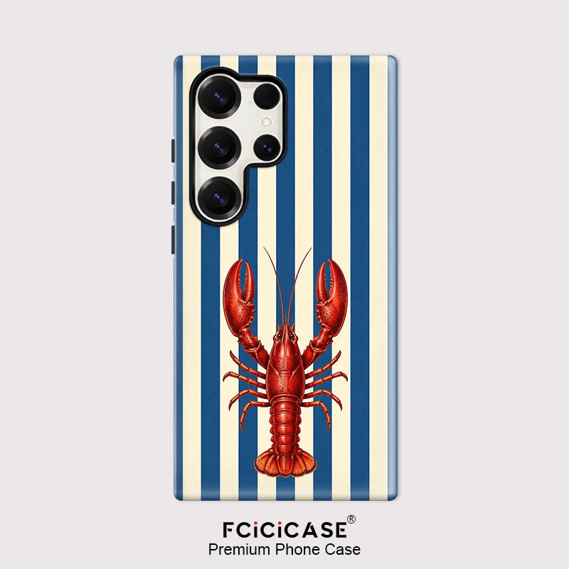 Fcicicase Matte Shockproof Phone Case For Samsung Galaxy S25 S24 S23 Ultra S26+ A56 A36 A26 A16 S20 FE Lobster Print Cover