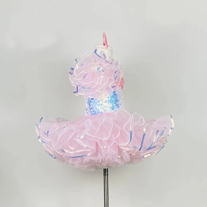 Girls Ballroom Clothing Sequined Modern Dance Tutu Dress Jazz Dance Cosplay Costume Stage Wear Wedding Princess Dress Suit view 6