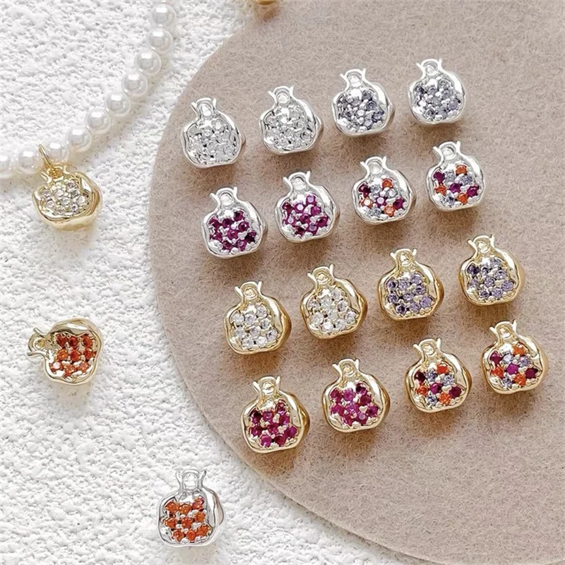 

Newest 20pc/lot color zircon core cartoon pomegranate shape copper floating locket charms diy jewelry earring/necklace accessory