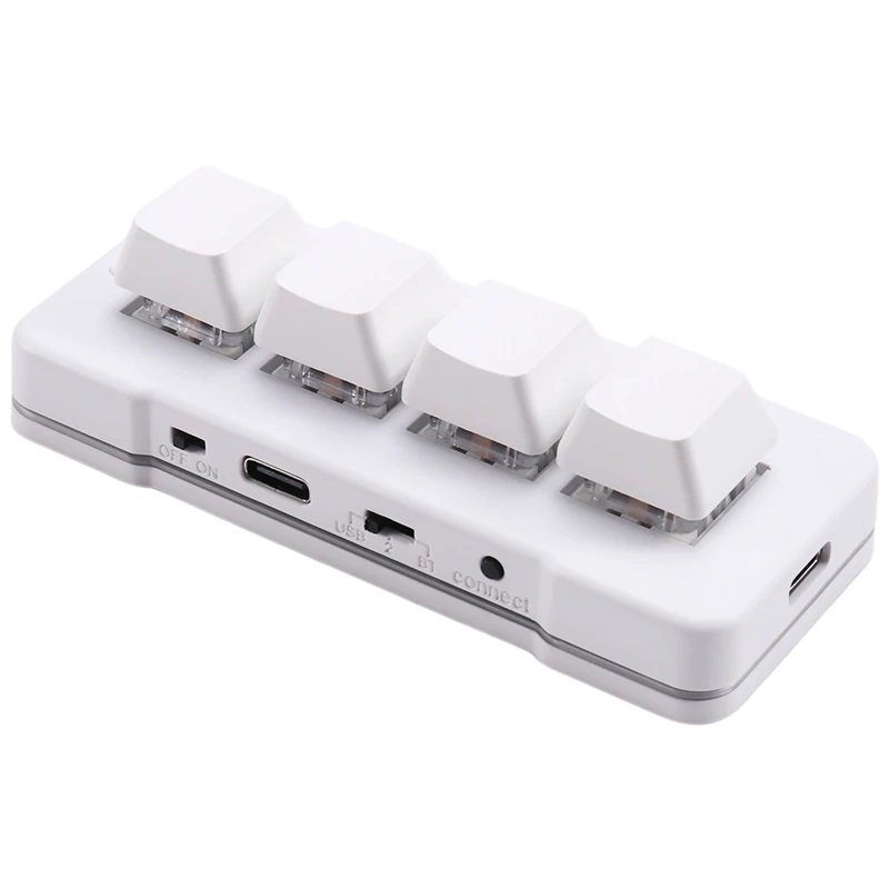 

A7THK-4-Key Mini Customized Keyboard+Mechanical Blue Switch USB+BT+2.4G Connection For Office Game Multimedia Black
