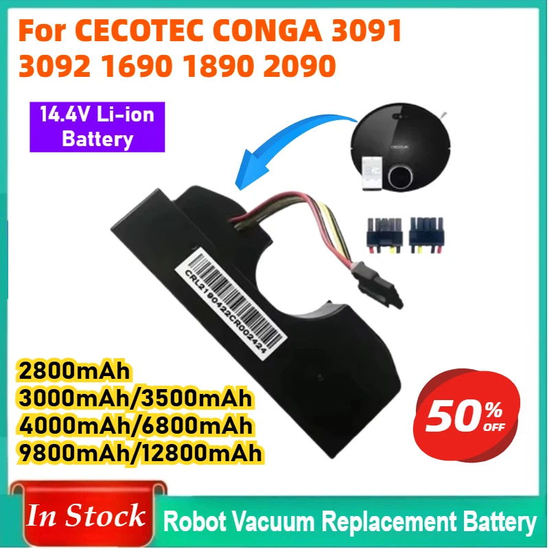 

14.4V 2800mAh-12800mAh Cleaner Battery for CONGA 3091 3092 1690 2090 Robot Vacuum Cleaner Accessories Spare Parts
