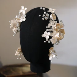 Korean Fairy Bride Mori Champagne Color Simulation Bud Beautiful Pearl Hairpin Set Romantic Wedding Hair Jewelry