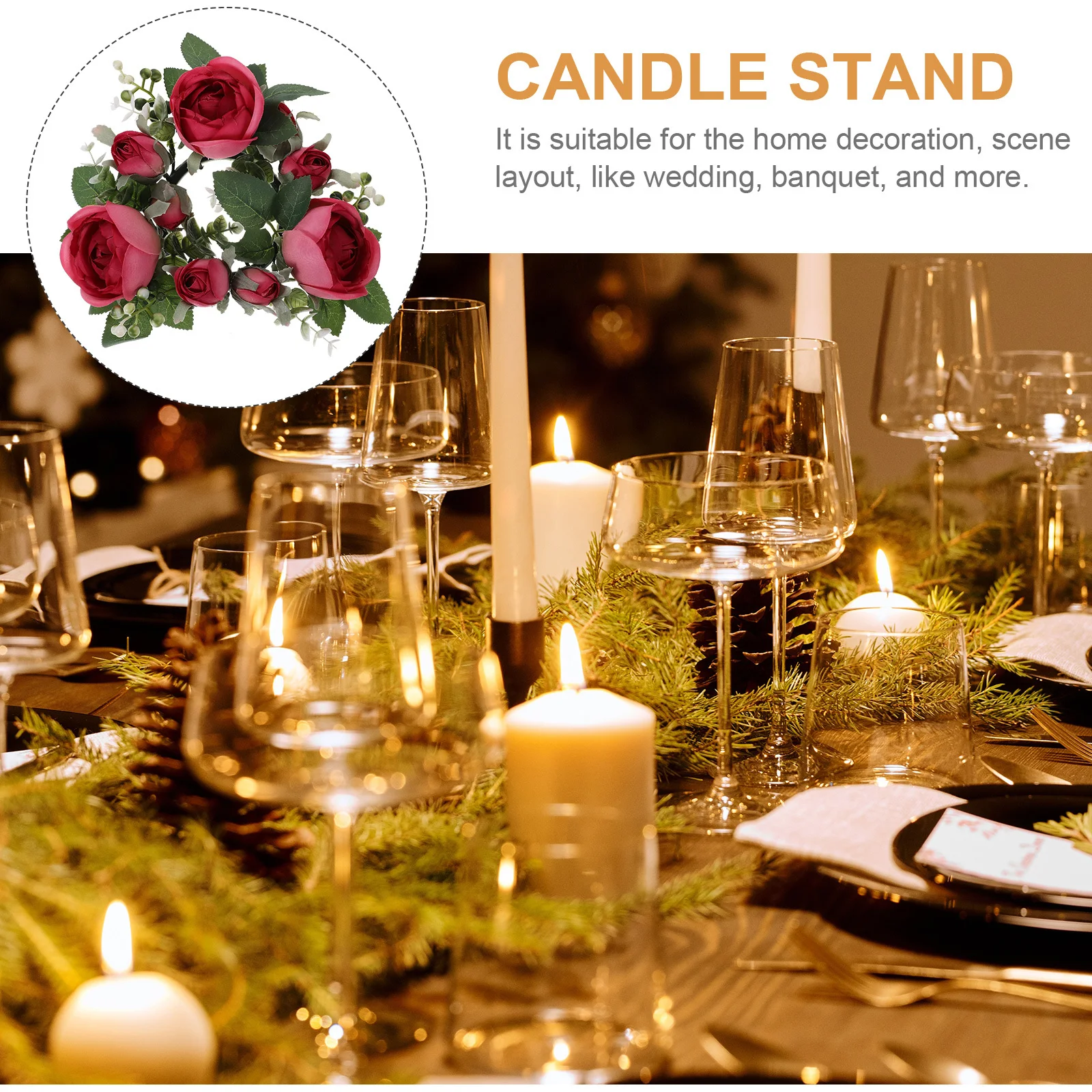 

Artificial Rose Ring Wreath Delicate Wedding Table Centerpiece Artificial Floral Rings for Ceremony Party