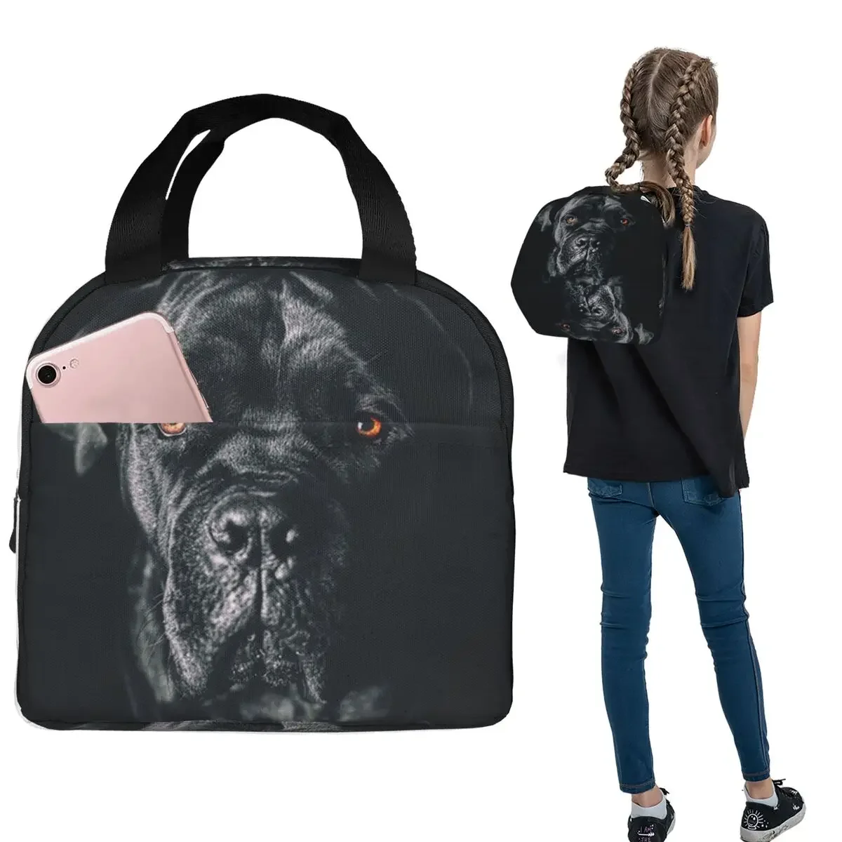 The Art Of Dog Cane Corso - Italian Mastiff Insulated Lunch Bag for Women Children Leakproof Food Boxes Thermal Lunch Box Tote