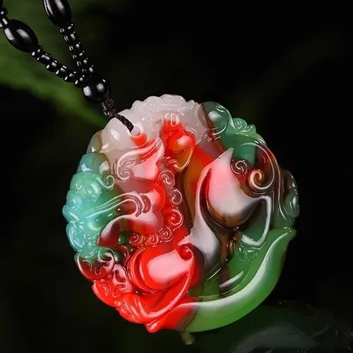 

Natural Hetian Colorful Jade Pendants for Men and Women Fashion Lucky Transfer Pendant Jewelry