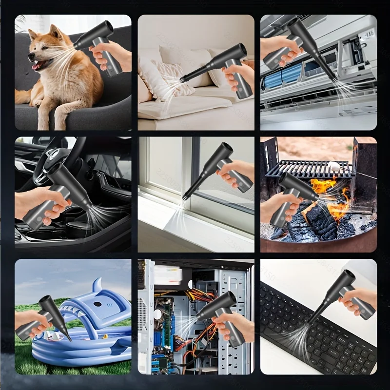 منفاخ هواء مضغوط صغير منفاخ غبار لاسلكي قابل لإعادة الشحن مضخة هواء كهربائية محمولة للوحة مفاتيح الكمبيوتر والأريكة والسيارة المنزلية