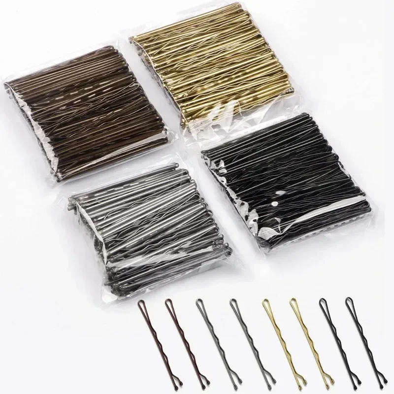 50pcs Hair Waved U-shaped Bobby Pin Barrette Salon Grip Clip Hairpins Black Metal Hair Accessories For Bun Gifts