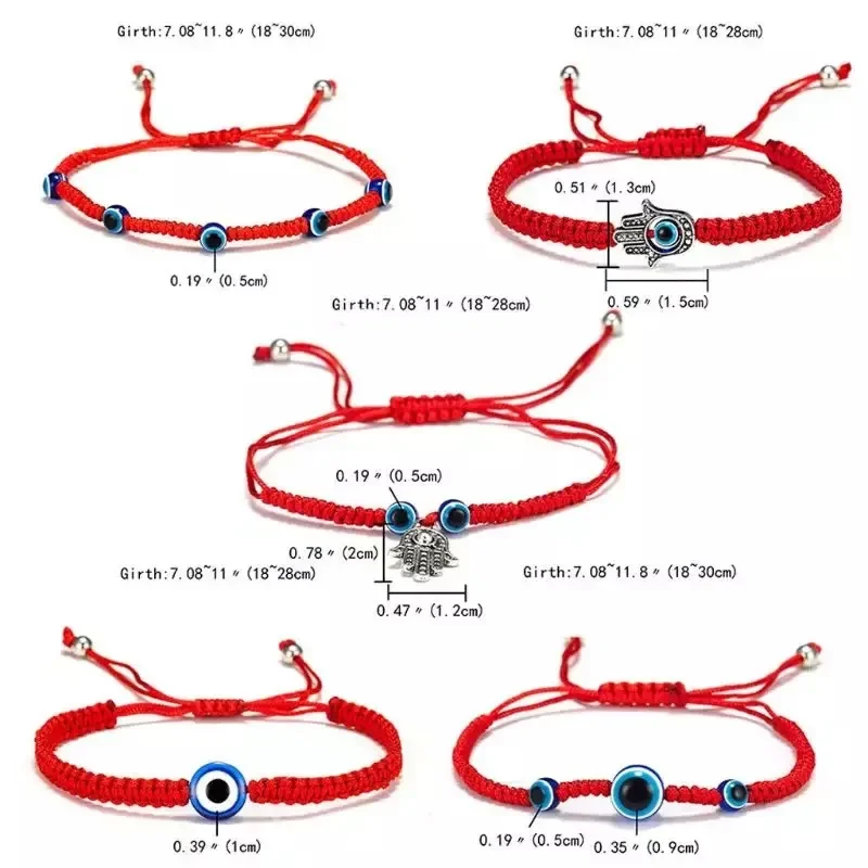 Fashion Devil's Eye Bracelet for Women Men Ethnic Style Lucky Palm Braided Hand Rope Charming Adjustable Jewelry Party Gifts