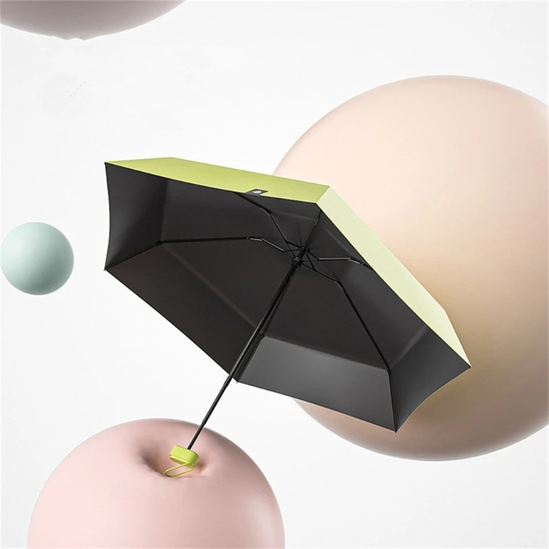 Mini Folding Umbrella Vinyl Small Sun Shade Umbrella Pocket Rain Travel Umbrella Parasol