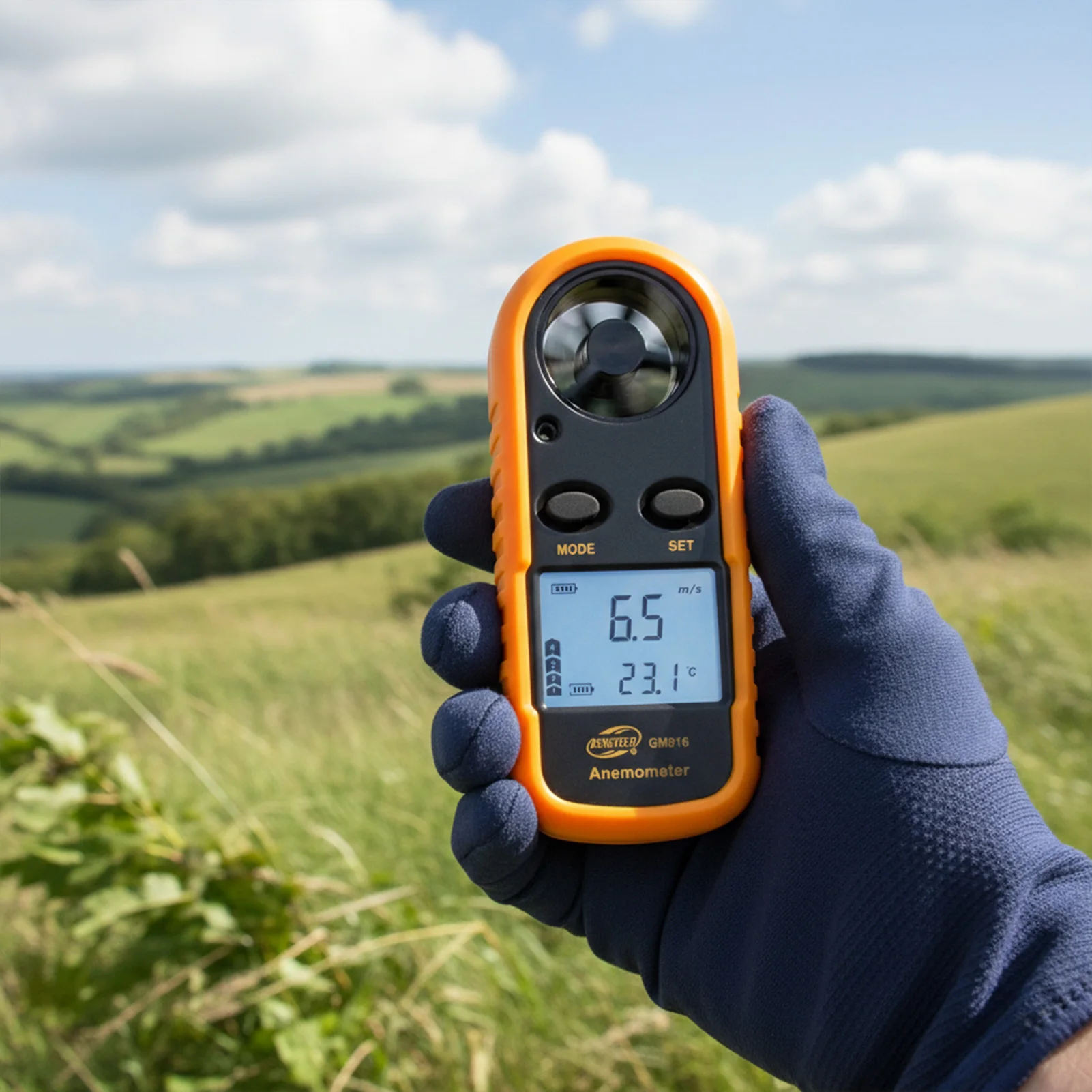 

Mini Anemometer Wind Speed Meter With LCD Backlight For Outdoor Sports And Equipment Testing