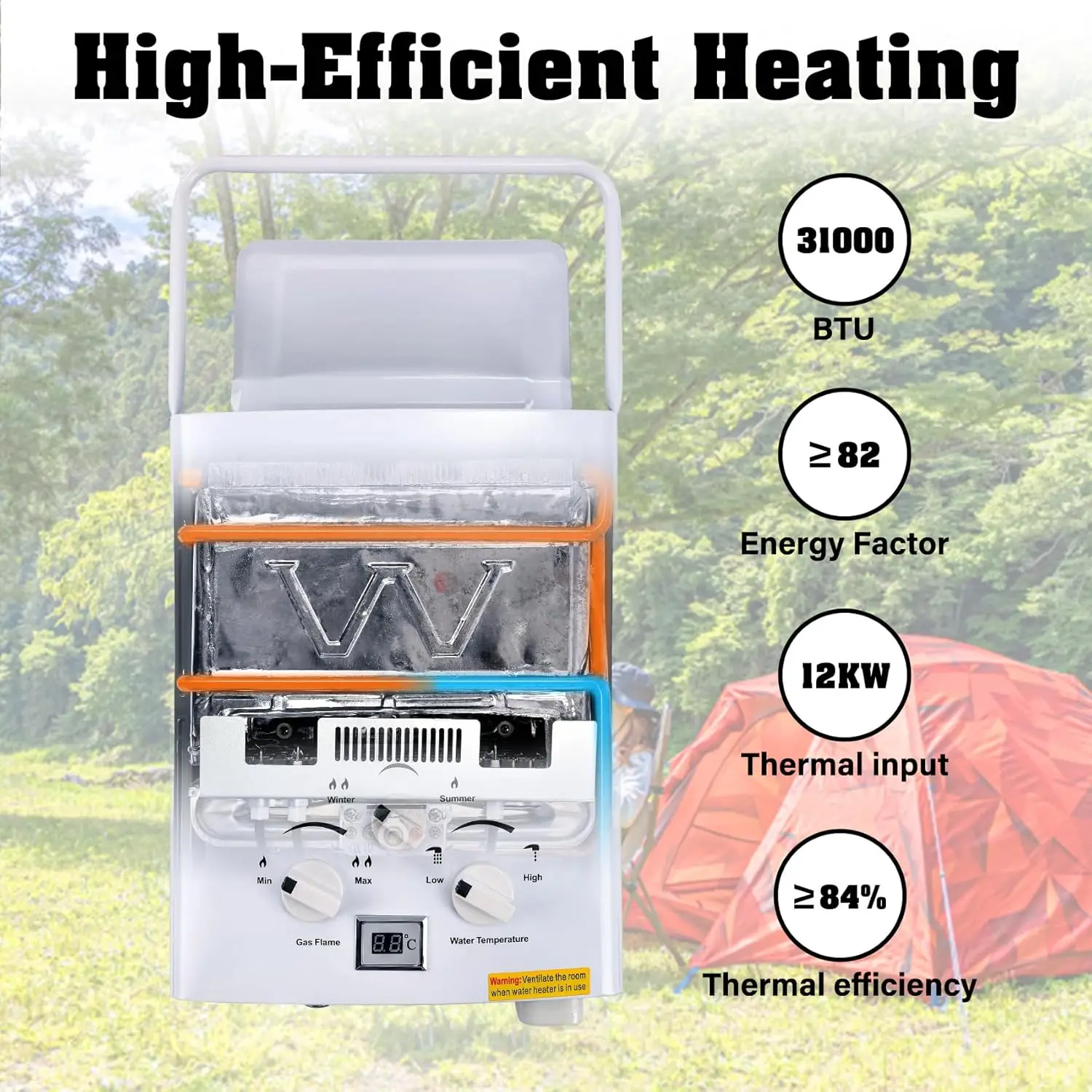 Portable  Propane Hot Water Heater   31000 BTU Gas LPG Outdoor RV Camper