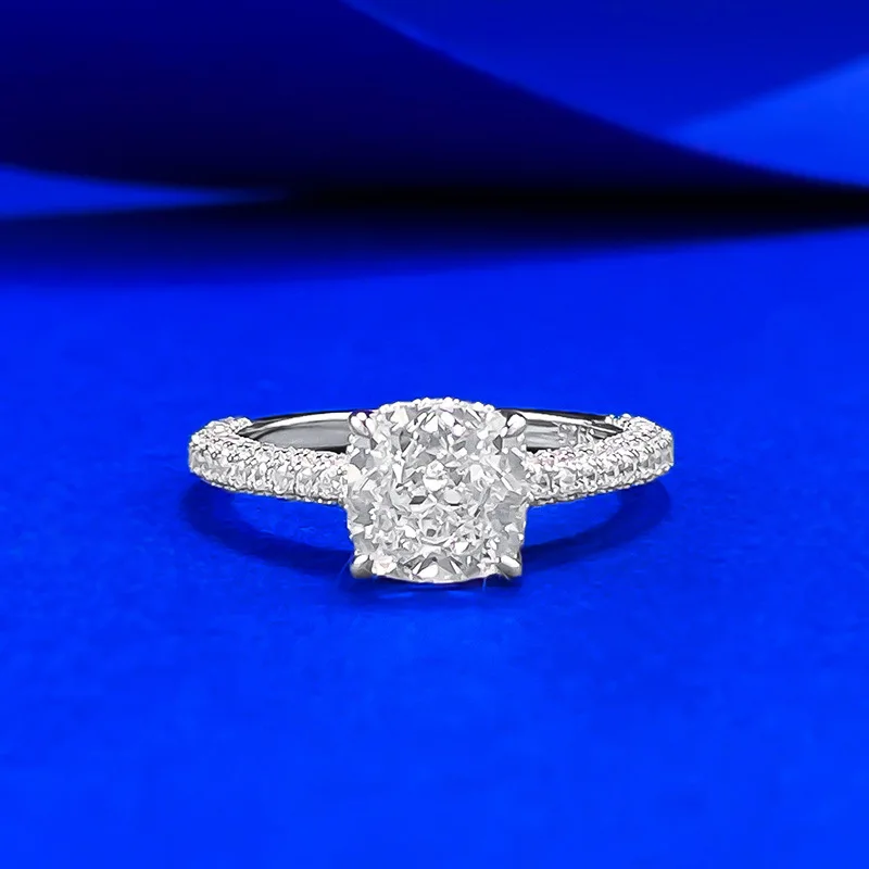 

Exquisite 7x7mm High Carbon Diamonds Women's Ring, 925 Sterling Silver Women Wedding Band & Engagement Ring Promise Jewelry