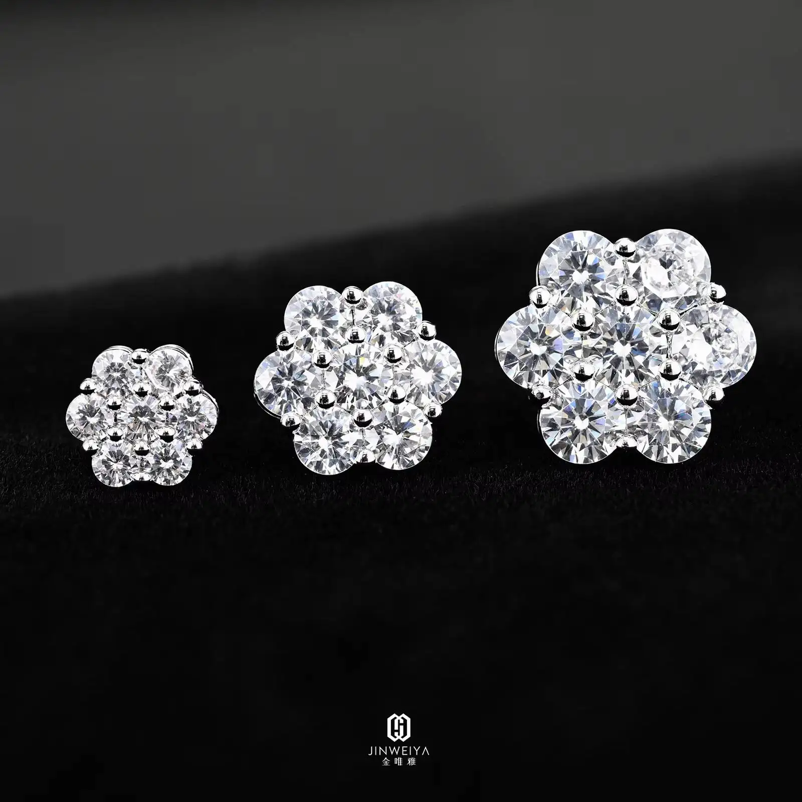 Luxury Stud Earrings Hiphop Rapper Pass Diamond Test Huge 15mm Brass Flower Moissanite Flower Stud Earrings Fine Jewelry