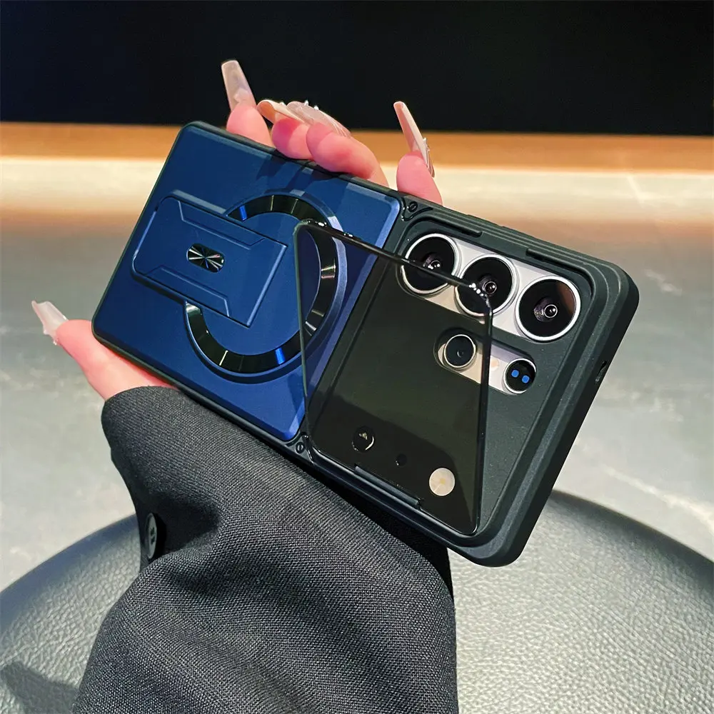 Luxury Invisible Kickstand Magnetic Case for Samsung Galaxy S26Ultra S26 S25 S24  A57 A56 A37 A36 A17 A16 Lens Protection Cover