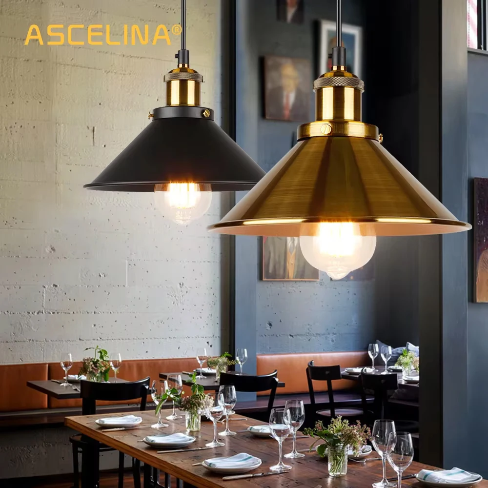Industrial Pendant Lights Retro Black/Gold Chandeliers Iron E27 Lamps For Kitchen Bedroom Restaurant Hotel Home Hanging Light
