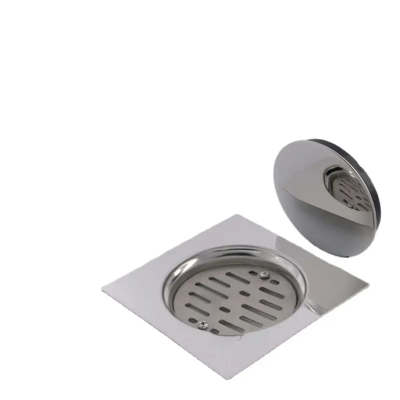 Shower Stainless Steel Hotel Easy Clean Bathroom Durable Waste Cover Floor Drain Deodorant Silver Square 15*15CM Floor Drain