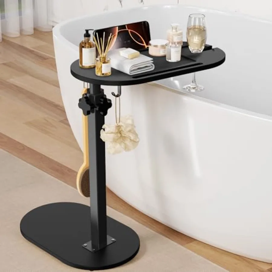 

Bamboo Bathtub Table with Adjustable Height Freestanding Bath Tray Caddy Board Tub Organizer House Warming Gift New Home Annive