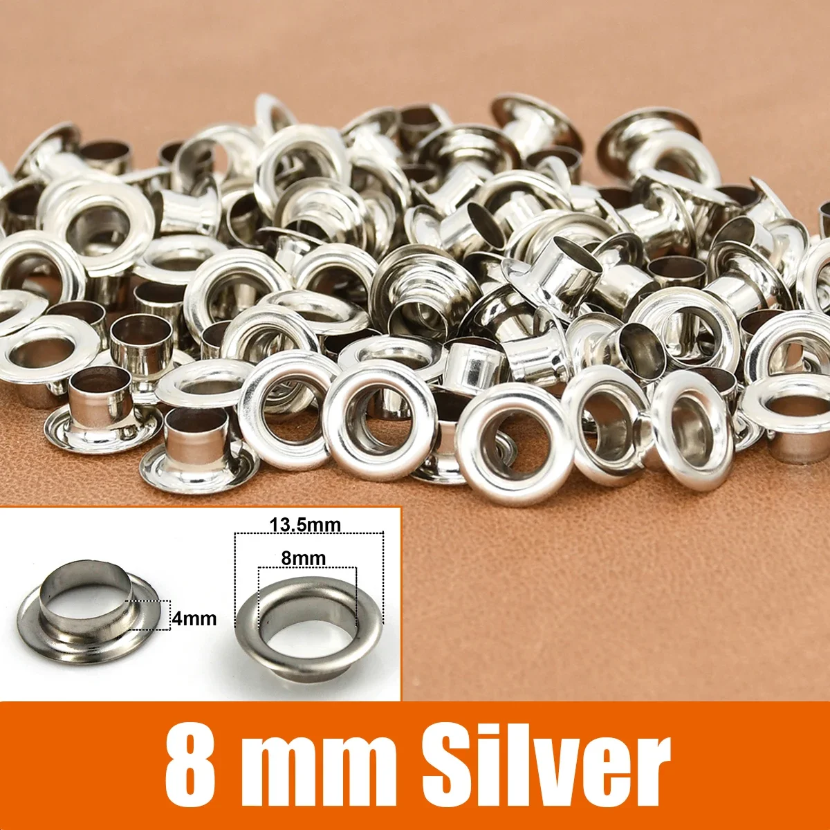100sets 6/8/10/12mm Brass Eyelets with Washers Grommet Repairing Round Eye Rings for Shoes Bag Clothing Skin Belt Hat image 3