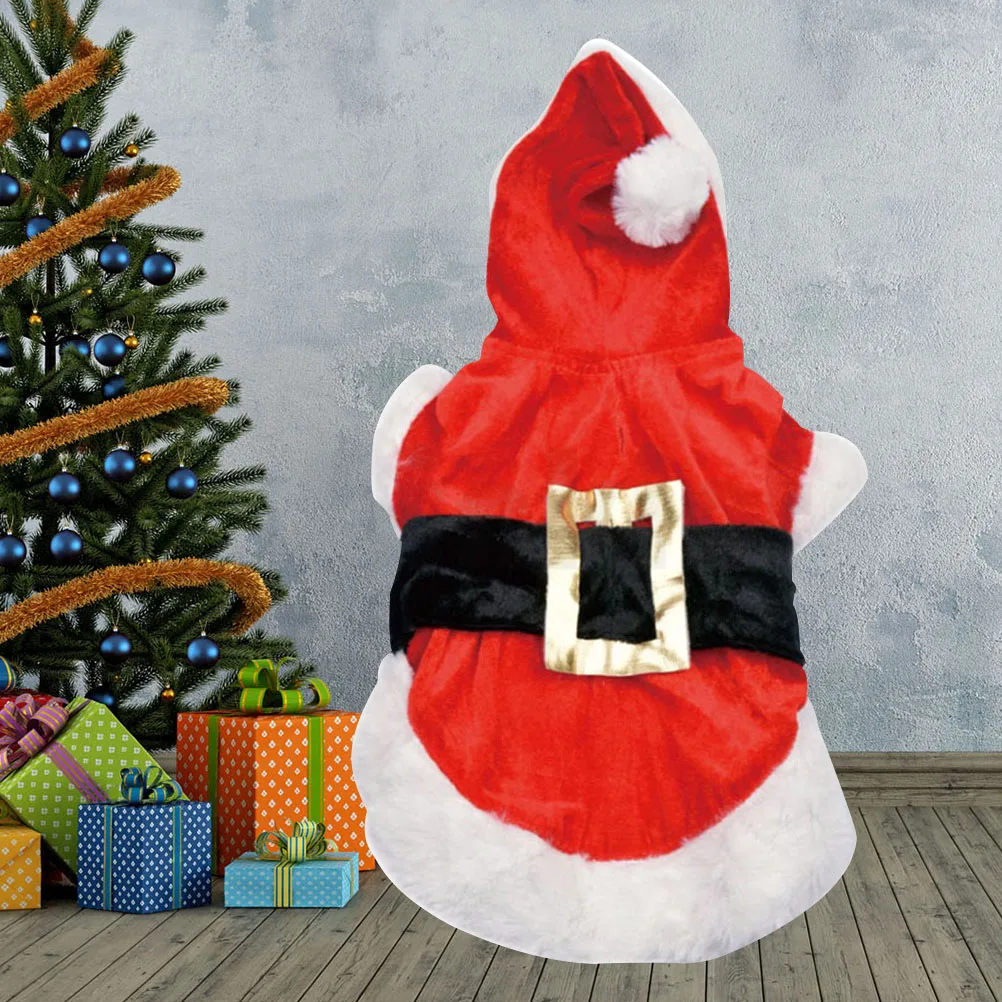 

Santa Costume Pet Christmas Clothes Winter Extra Warmth Comfortable Fit Easy Wear Holiday Hoodie Sweater S Size Dog Vest Xmas
