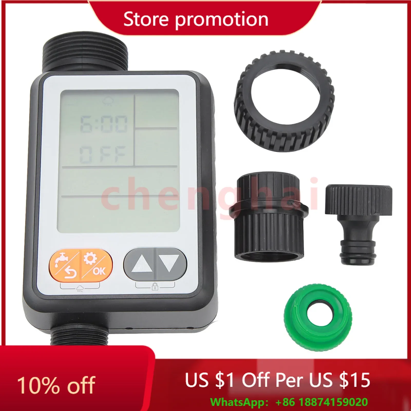 

Automatic Water Timer Garden Hose Farm Irrigation 3in Display Rain Delay Child Control