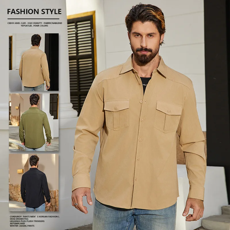 

Men's Utility Work Shirt American Vintage Button Down with Flap Chest Pockets Multiple Utility Pockets Casual Outdoor Top