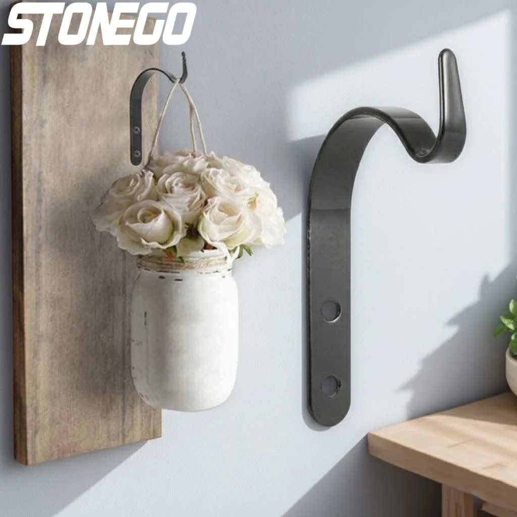 Heavy Duty Metal Garden Hooks Set 1/4/8Pcs Wall Mount Flower Pot Hangers Coat Hooks for Indoor Outdoor Use