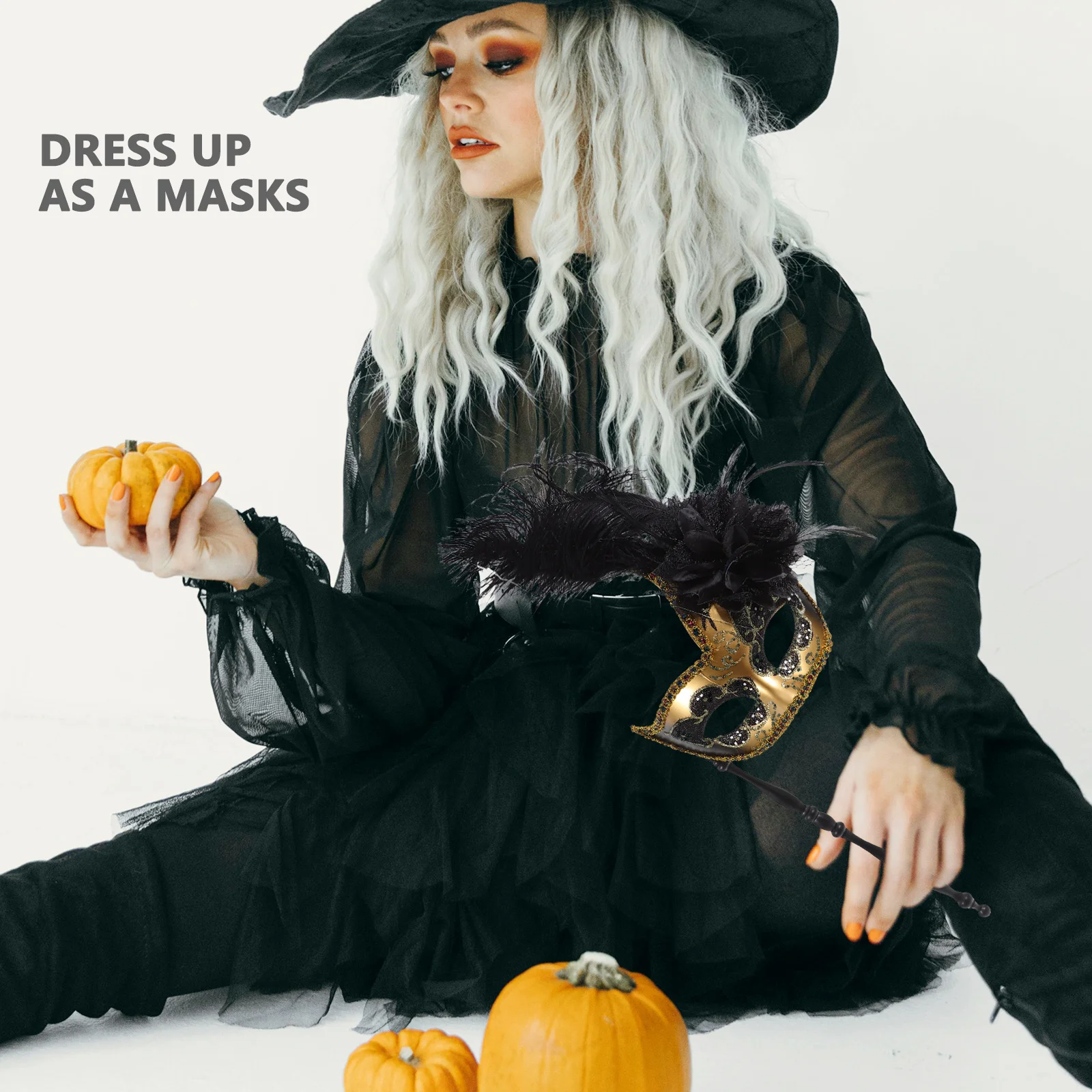 

Mask Decorative Stage Performance Masquerade Stick Costume Party Halloween Festival Birthday Role Play Mask Decor