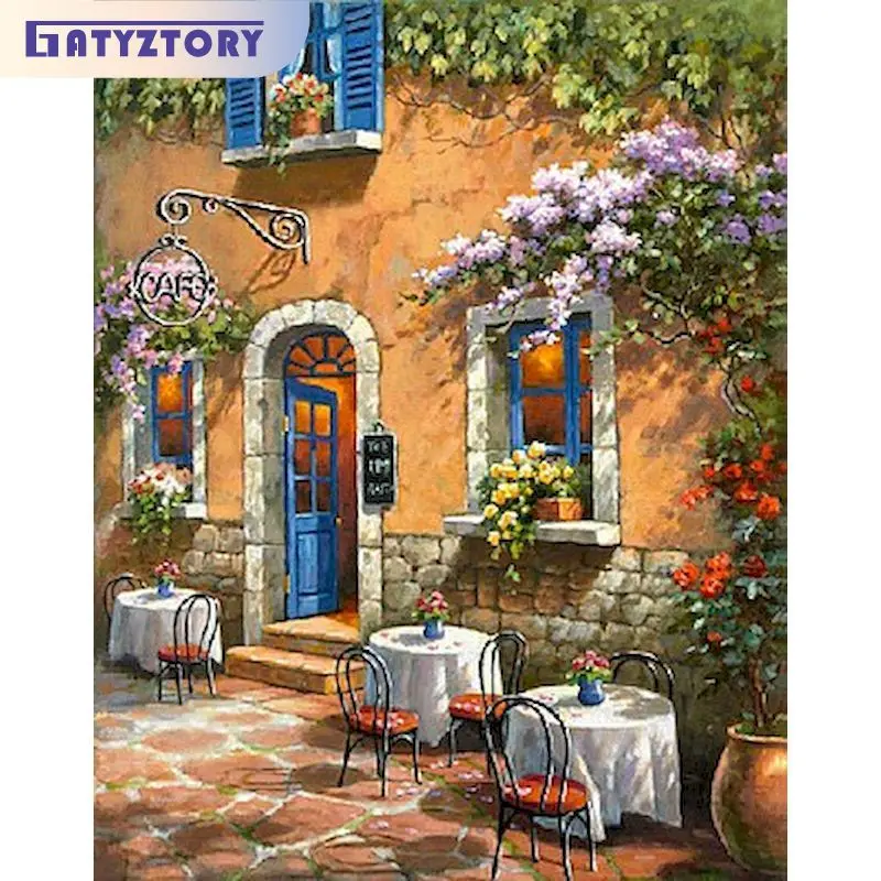 GATYZTORY Modern Paint By Numbers Acrylic Paints Drawing By Numbers House Villa Canvas Painting Art Supplies For Beginner