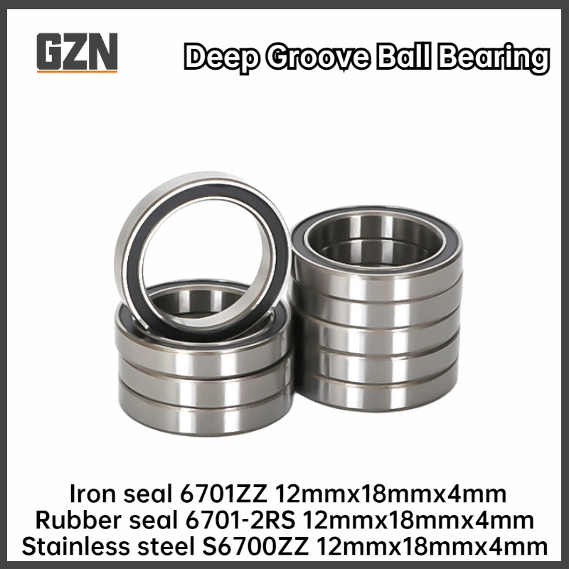 10PCS Thin-wall Deep Groove Ball Bearing 6701ZZ 2RS 12x18x4mm Stainless Steel S6701ZZ