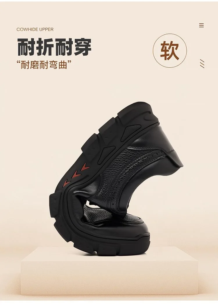 Herren Business-Schuhe mit weicher Sohle, rutschfest, strapazierfähig, Schnürschuhe aus Leder im britischen Stil, lässige, trendige Vater-Schuhe – Detail 6