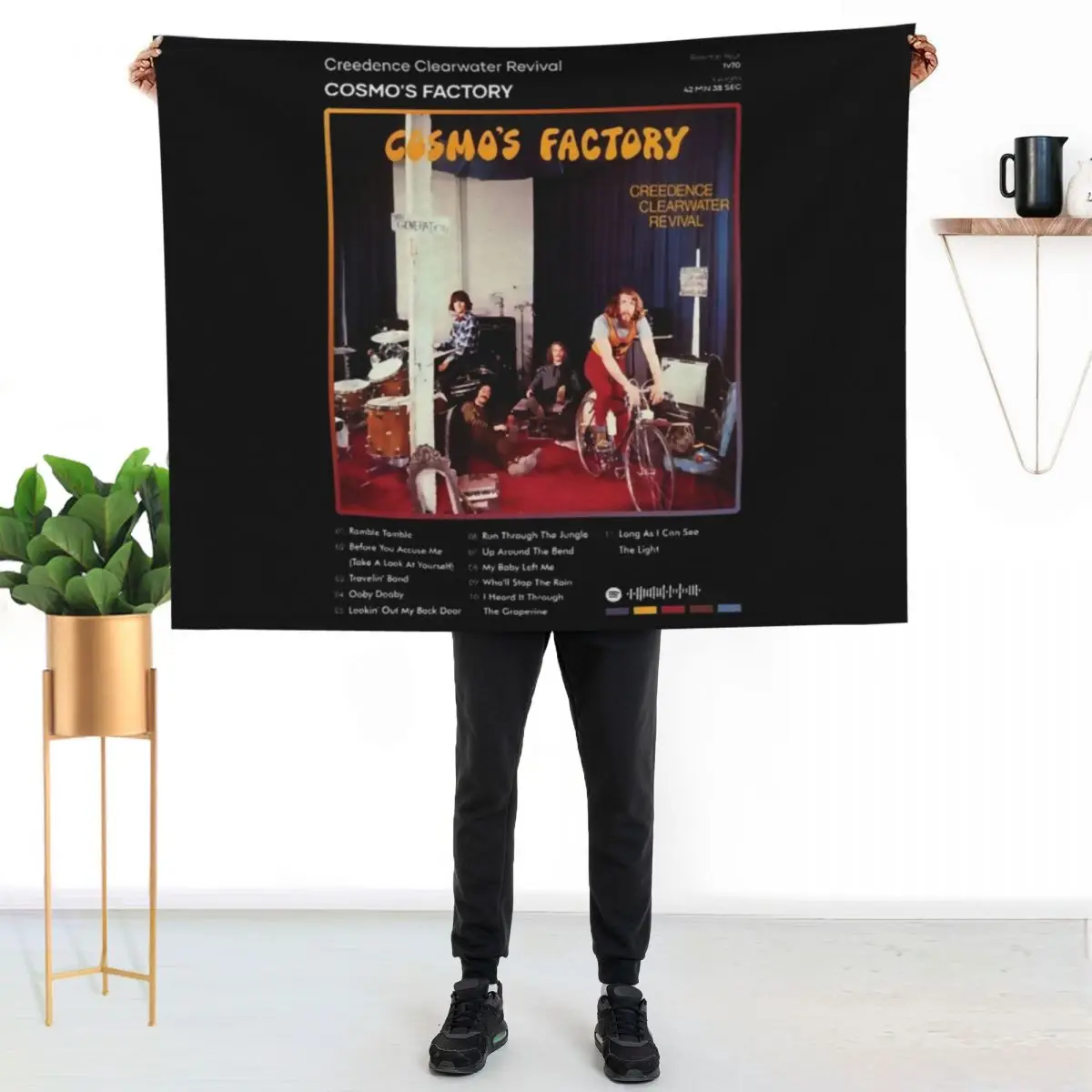 Creedence Clearwater Revival - Cosmo's Factory Tracklist Album (1) Throw Blanket Sleeping Bag Sofas Custom Hairy Sofa Blankets