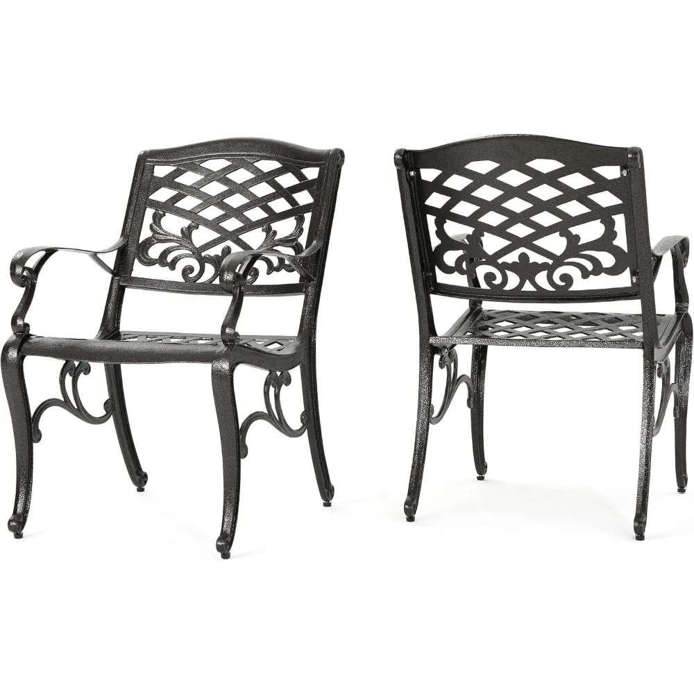 

Sarasota Outdoor Cast Aluminum Outdoor Chairs, 2-Pcs Set, Hammered Bronze