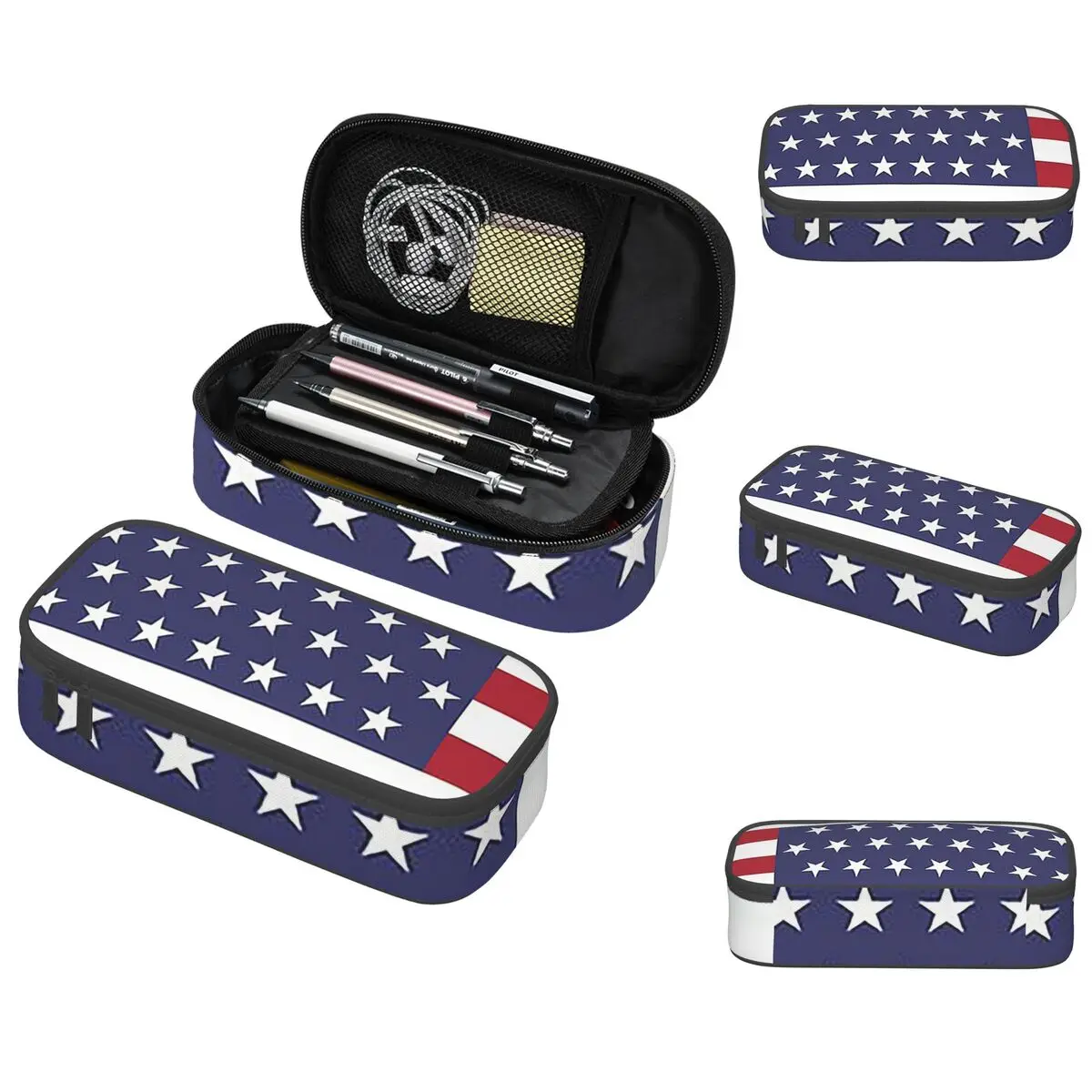 مقلمة بتصميم جرافيك العلم الأمريكي لعلبة أقلام المدرسة للطلاب حقيبة أقلام رصاص لوازم القرطاسية حقيبة حامل القلم