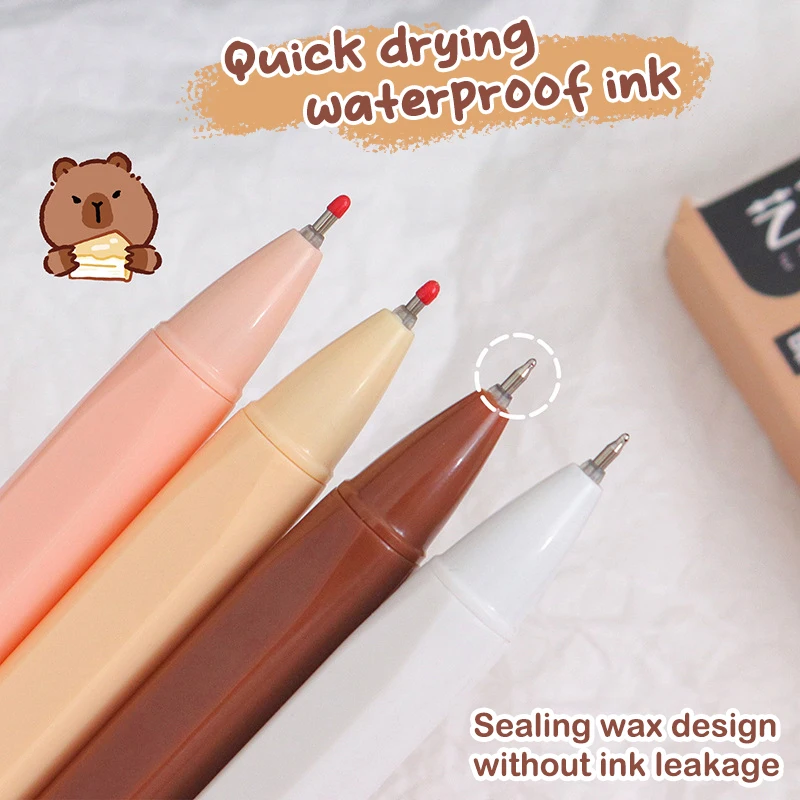 4Pcs Cartoon Lovely Capybara Quick Drying Gel Pen Kawaii Pressing Gel Pen Student Stationery School Office Supplies Gifts