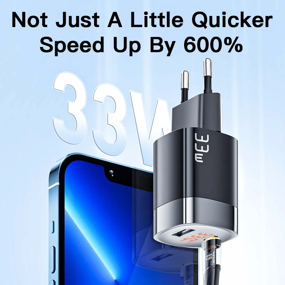 Essager 33W GaN USB C Charger Digital Display PD Fast Charging For iPhone 14 13 12 Max Pro iPad For Xiaomi Poco Samsung Charger