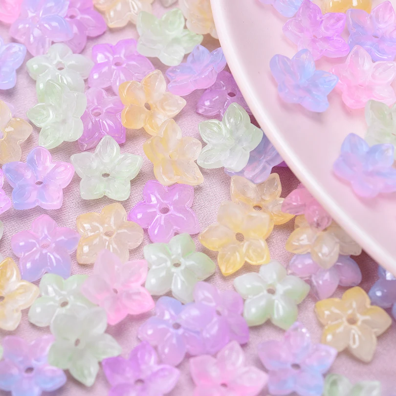 

50pcs/Lot Random Mix Sakura Flower Bead Caps For Jewelry Making Supplies Glass Materials To Make Headwear Earrings Vintage Charm