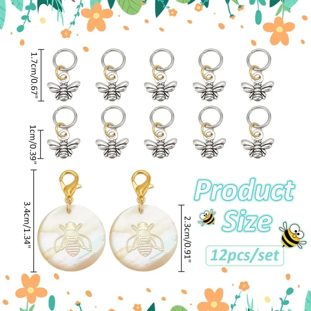 12 قطعة 2 أنماط النحل سبائك غرزة علامات المينا الكروشيه غرزة ماركر الطازجة قفل غرزة ماركر الحياكة الكروشيه