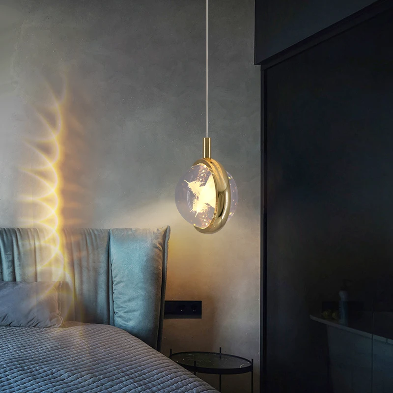 Bedroom Bedside Chandelier Designer New Light Luxury Crystal Creative Personality Art Jellyfish Fawn Decorative Pendant Light