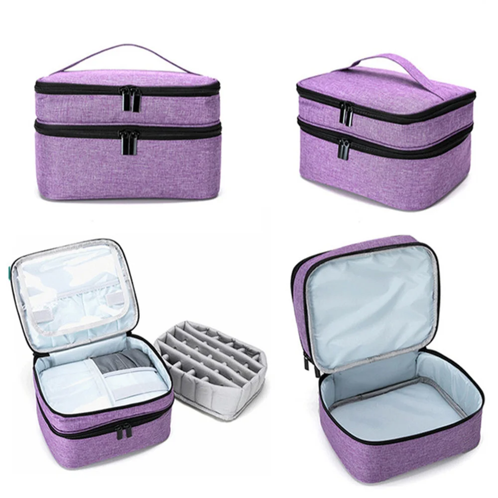 

Double Layer Cosmetic Bag 30 Grids Nail Polish Storage Bag Portable Essential Oil Perfume Lipstick Organizer Holder Handbag