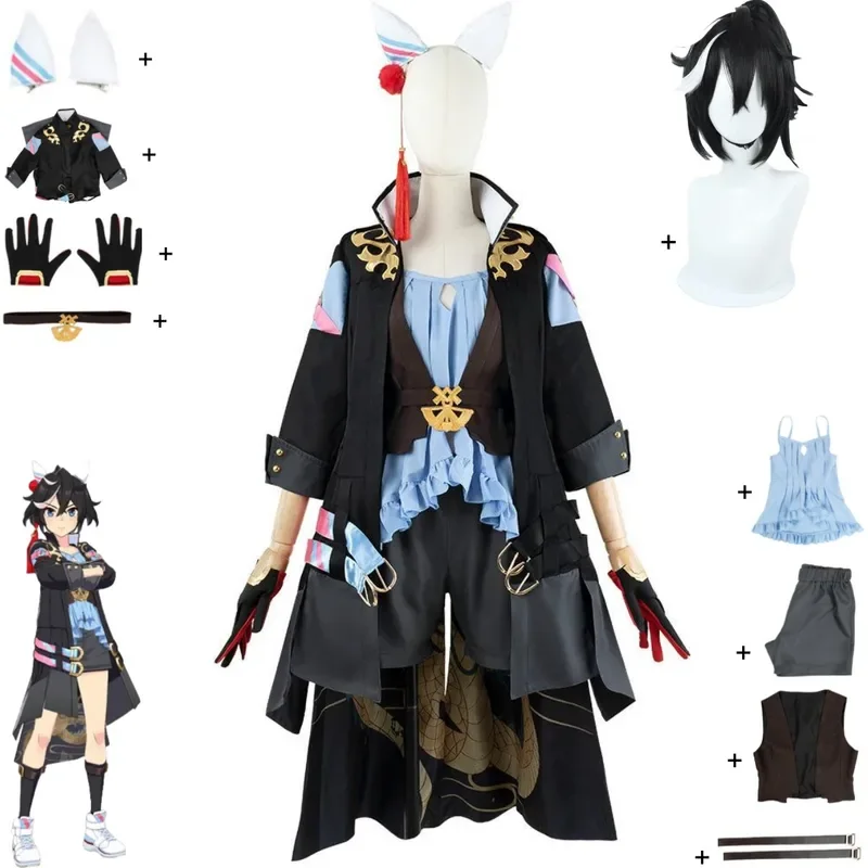 Anime Game Umamusume: Pretty Derby Katsuragi Ace Cosplay Costume Printing Coat Uniform Trousers Wig Man Carnival Halloween Suit