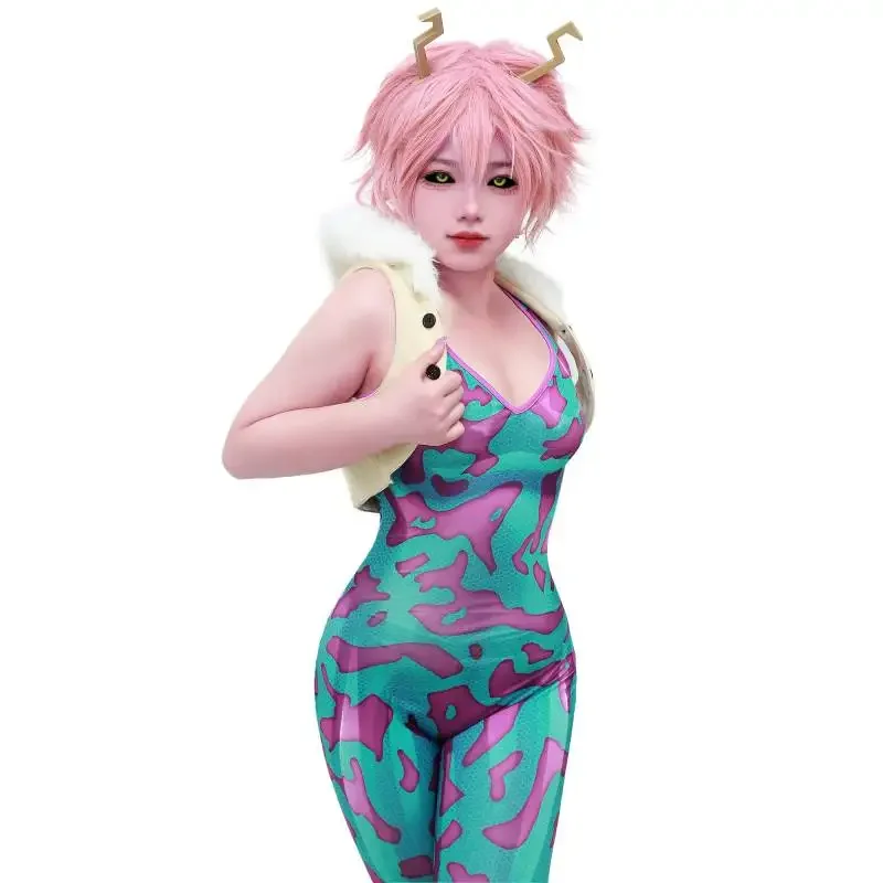 DAZCOS Anime Cosplay Pinky Ashido Mina kostiumy Cosplay dla kobiet Zentai elastan kombinezony Cosplay body z czołgiem PA2574