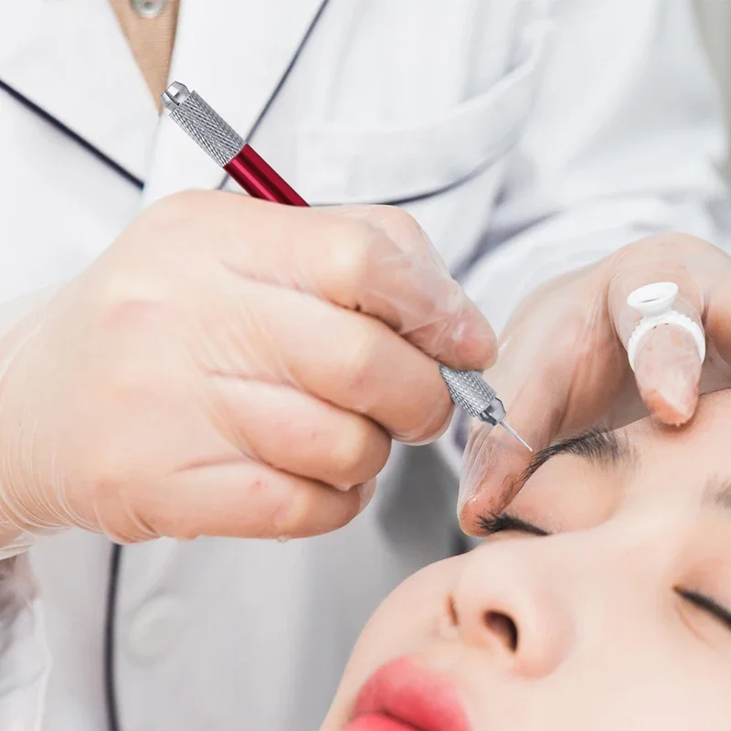 1 قطعة Microblading مزدوج الرأس دليل القلم ماكينة رسم الوشم التجميلي إبرة شفرة تجميل دائم المطرزة الحاجب الشفاه Tebori Munsu #6