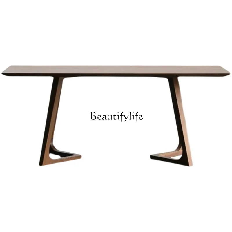 

Italian minimalist North American black walnut solid wood Nordic light luxury rectangle