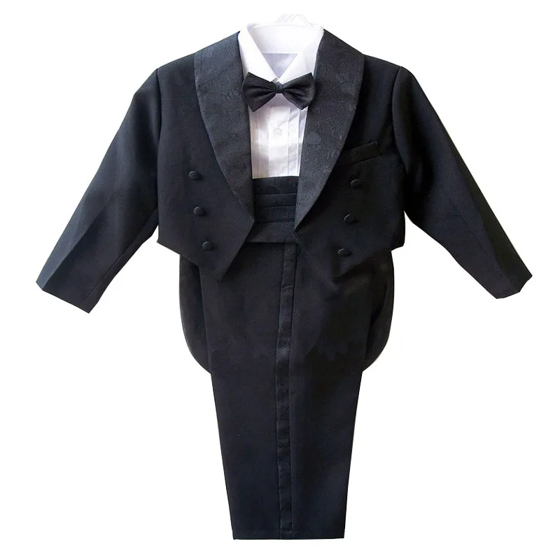 Trajes de bautizo con pajarita blanca para niño, ropa Formal de manga completa para bautizo, trajes de cumpleaños para niños, esmoquin para